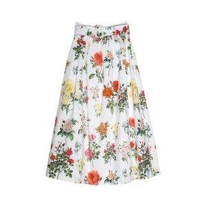 Rachel Antonoff Vinita White Floral A-Line Skirt